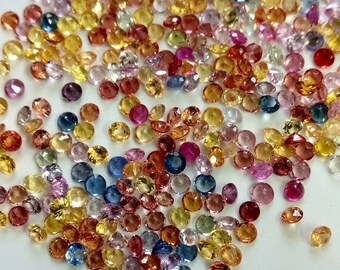 2.5 MM Multi Color Sapphire: Loose Round Diamond Cut Gemstone