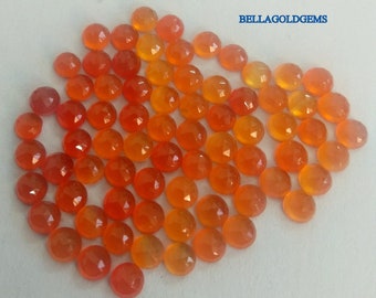 AAA Orange Karneol Ädelsten: 5 mm Rund Rosenslipad Lös Sten
