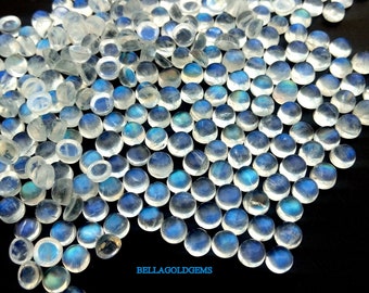 AAA Rainbow Moonstone Round Cabochons: 4mm Loose Gems