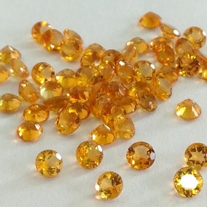 4mm AAA Quality Natural Citrine Round Loose Faceted Gemstone.