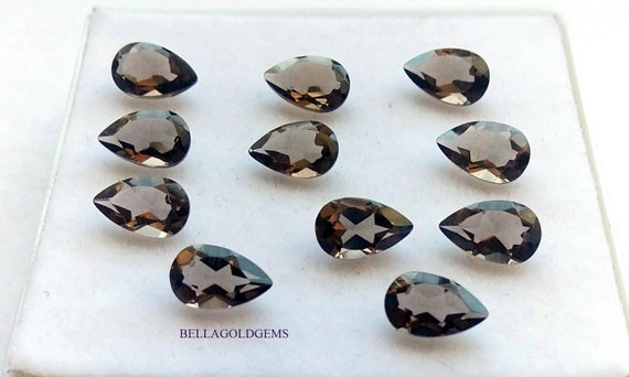 5x8 MM AAA Quality Natural Smoky Quartz Pear Loose Faceted Cut