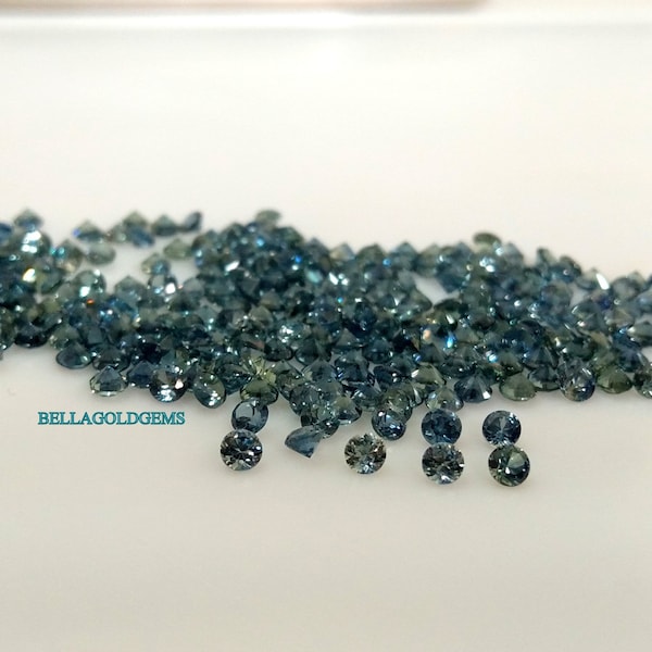 2 MM Natural Blue Green Teal Sapphire Loose Gemstone Round Brilliant Cut