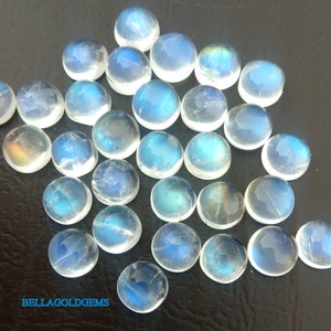 AAA 6 mm Natural Rainbow Moonstone Round Cabochons Loose Gems-  Rainbow Moonstone- Blue Fire Rainbow Moonstone Round Cabs Loose