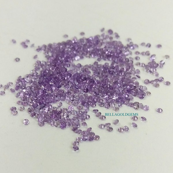 1 mm Natural Amethyst Round Loose Faceted Step Cut Gemstone.