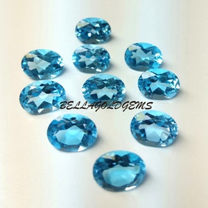 5x7 MM Swiss Blue Topaz- AAA Quality Natural Swiss Blue Topaz Oval Loose Faceted Gemstone