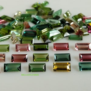 2x4 MM AAA Quality  Multicolor Tourmaline Baguette Faceted Cut Gemstone, Calibrated Tourmaline