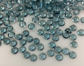 3 mm AAA Quality Natural London Blue Topaz Round Cabochon