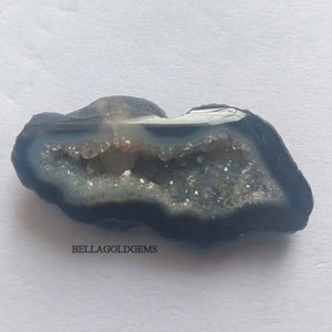 3.47 gm BLACK Druzy Agate Natural Agate, Window Druzy  35 x 15 mm