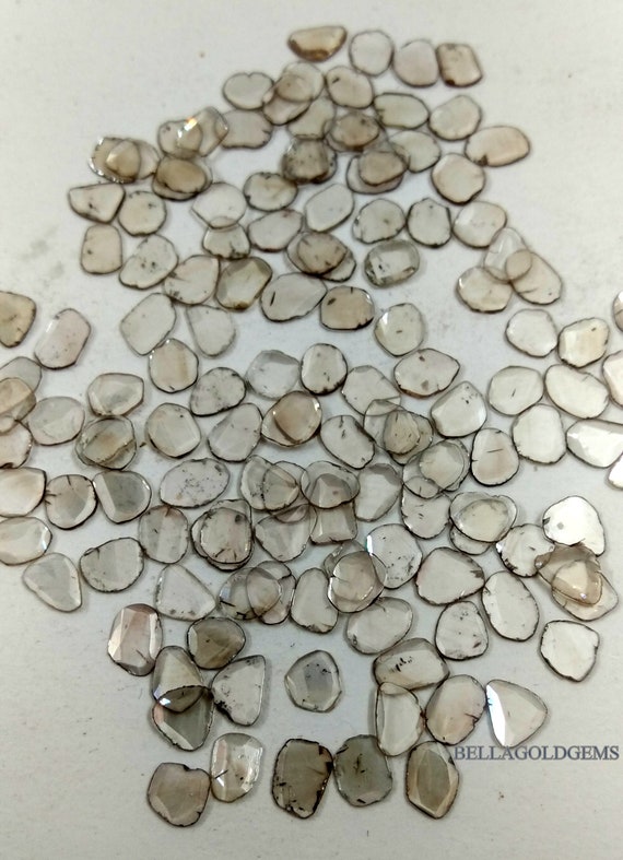 Raw Diamond Slices: White/Light Brown Loose Gemstones (4-6mm)