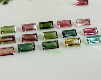 2.5X5MM AAA Quality  Multicolor Tourmaline Baguette Faceted Cut Gemstone, Calibrated Tourmaline