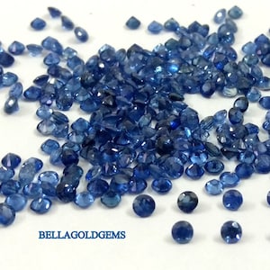 Pedra preciosa semipreciosa com corte de diamante redondo de safira azul natural de 2 mm - Pedra preciosa de safira azul solta