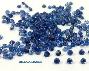 2 MM Blue Sapphire Loose Gemstone: Round Diamond Cut