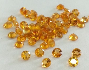 5 mm AAA Citrin Edelstein Paar: Rund facettiert Step Cut