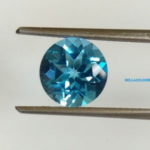 10 MM Swiss Blue Topaz- AAA Quality Natural Swiss Blue Topaz Round Loose Faceted Gemstone- Blue Color