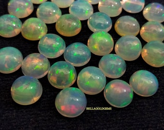 Cabochão redondo de opala etíope de 8 mm - pedra preciosa de primeira qualidade