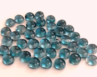 4mm AAA Quality Natural London Blue Topaz Round Cabochon