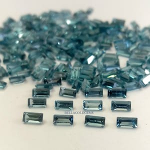 1.5x3 MM AAA  Natural London Blue Topaz Baguette Faceted Loose Gemstone