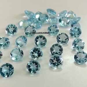 10 Piece Lot-3 MM To 10 MM  AAA Quality Natural Sky Blue Topaz Round Loose Faceted Step Cut Gemstone