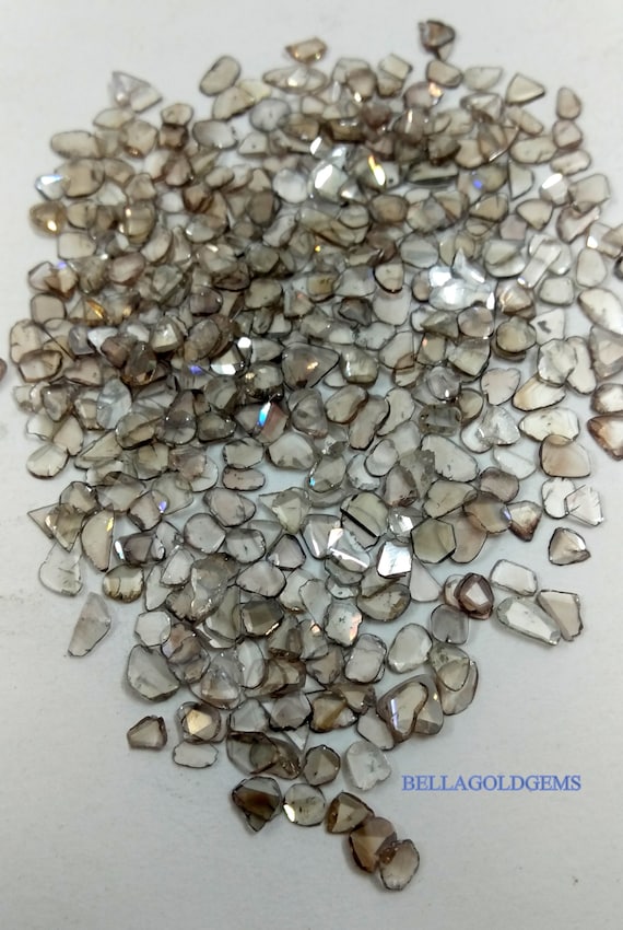 Raw Diamond Slices: Light Brown Loose Gemstones (3-5mm)