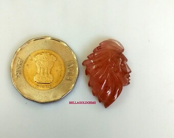 Pink Tourmaline Carved Face Gemstone: Rare Loose Stone (28x19x6.10 mm)
