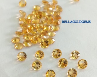 2 mm AAA Quality Natural Citrine Round Loose Faceted Gemstone.