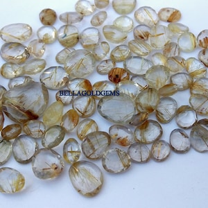 Natural Golden Rutilated Slice - Golden Rutilated Rose Cut Slice - Rose Cut Slice Golden Rutilated - Free From Size - 10cts to 500cts Lots