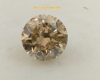 Natural Champagne Diamond: 6x3.80 mm Round Brilliant Cut Loose Diamond