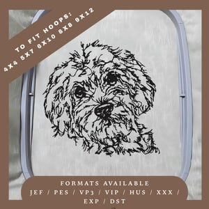 CAVAPOO Dog Embroidery Design – Redwork Sketch Pattern – 5 Hoop Sizes – Instant Download