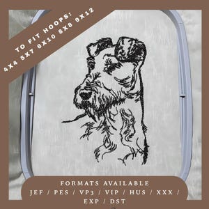 Airedale Terrier Dog Embroidery Design – Redwork Sketch Pattern – 5 Hoop Sizes – Instant Download