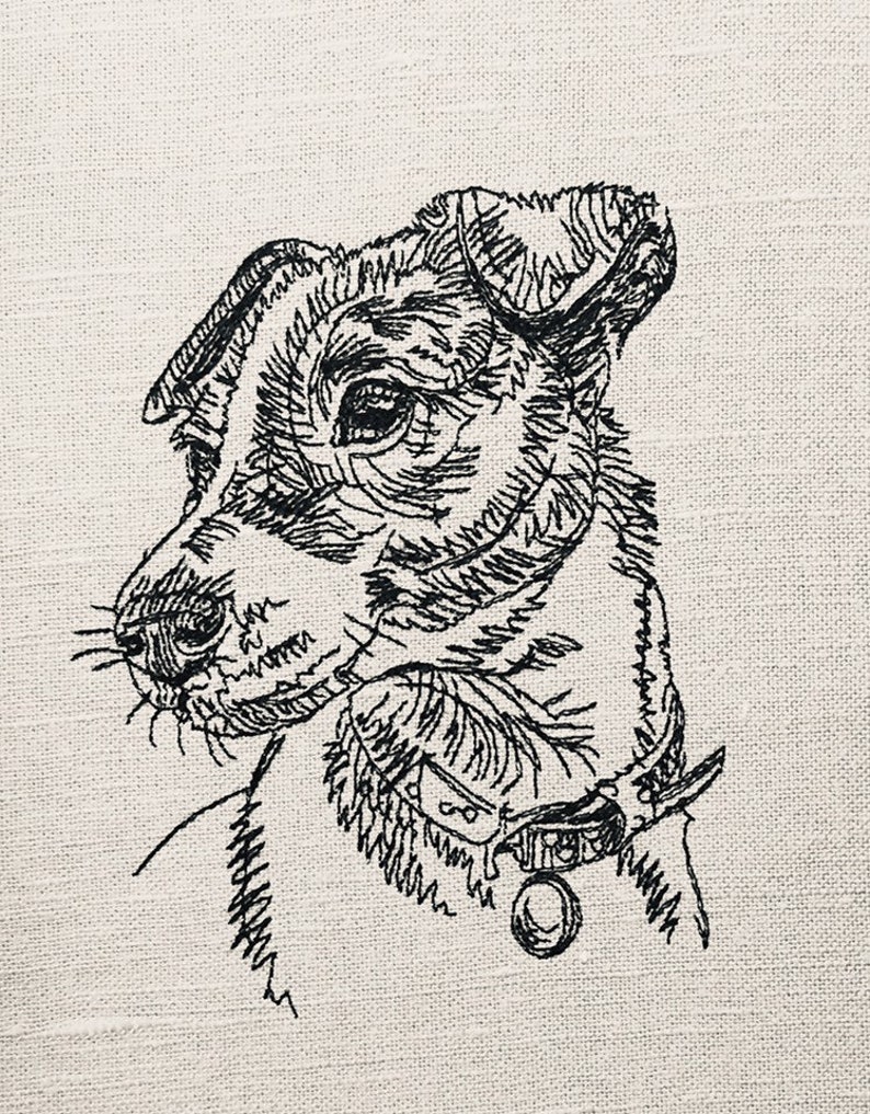 JACK RUSSELL TERRIER Sketch Machine Embroidery Design 3 Etsy