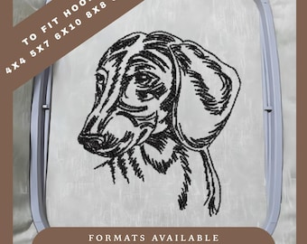 Dachshund Dog Embroidery Design – Redwork Sketch Pattern – 5 Hoop Sizes – Instant Download