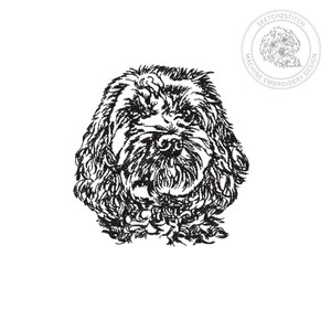 Cockapoo Dog Embroidery Design – Redwork Sketch Pattern – 5 Hoop Sizes – Instant Download