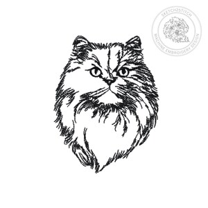 Cat Embroidery Design – Redwork Sketch Pattern – 5 Hoop Sizes – Instant Download