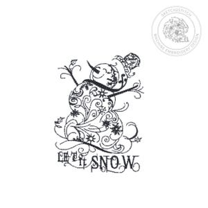Vintage Christmas Snowman Redwork Embroidery Design - 5 Sizes - Instant Download