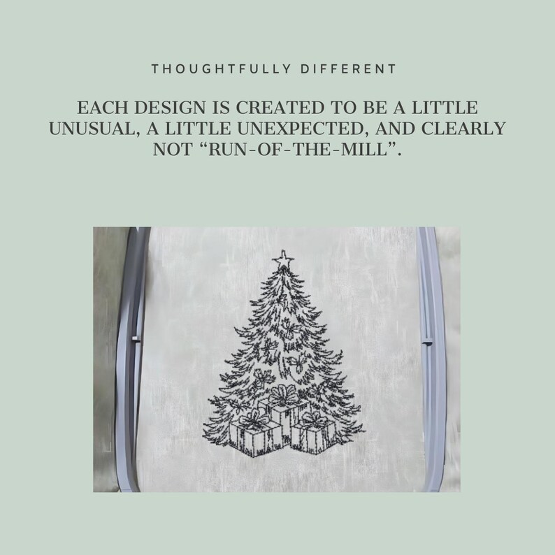 Vintage Christmas Tree Embroidery Design – Redwork Sketch Pattern – To fit hoops 4x4 to 9x12 image 4