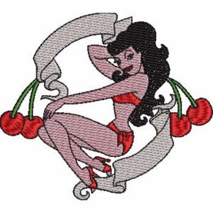 Tattoo CHERRYBOMB Sketch Machine Embroidery Design Instant Download 2 sizes