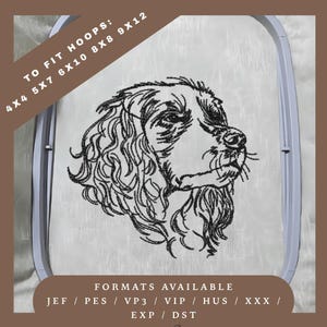 Springer Spaniel Dog Embroidery Design – Redwork Sketch Pattern – 5 Hoop Sizes – Instant Download
