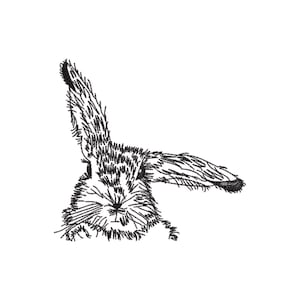 Vintage Rabbit Redwork Machine Embroidery Design 2 Sizes - Instant Download