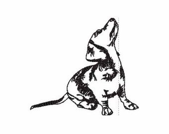 Dachshund Sketch Redwork Machine Embroidery Design 2 Sizes - Instant Download