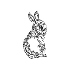 Vintage Rabbit Redwork Machine Embroidery Design 2 Sizes - Instant Download