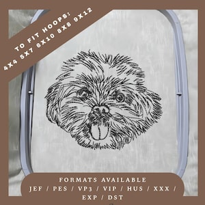 Maltese Dog Embroidery Design – Redwork Sketch Pattern – 5 Hoop Sizes – Instant Download