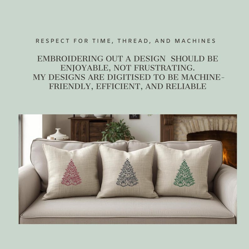 Vintage Christmas Tree Embroidery Design – Redwork Sketch Pattern – To fit hoops 4x4 to 9x12 image 5