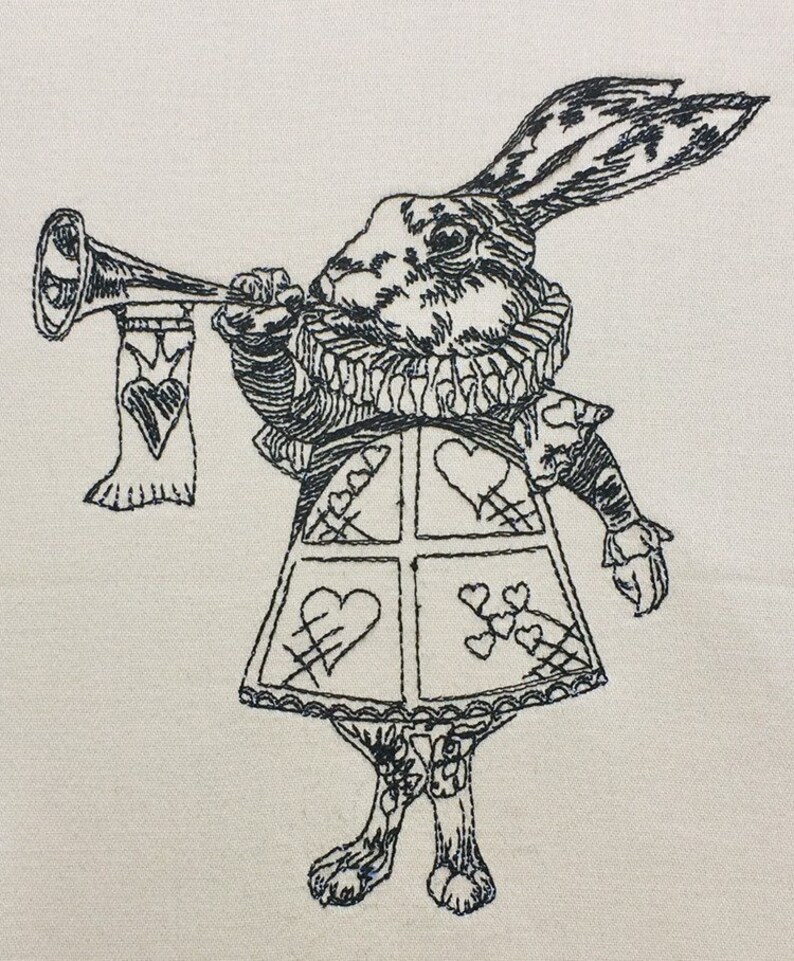 Redwork Rabbit Design Vintage White Rabbit Redwork Machine Embroidery Design 3 Sizes ...