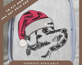 Christmas Labrador Dog Sketch Machine Embroidery Design - Instant Download - 5 Sizes