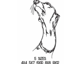 Greyhound Dog - Redwork Sketch Machine Embroidery Design Pattern – 5 Sizes 9X12 8X8 6X10 5X7 4X4 - Digital Instant Download