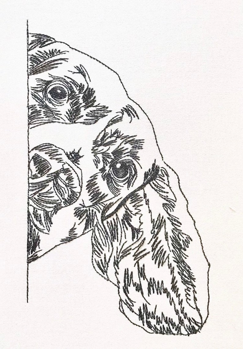 Peeping beagle redwork sketch machine embroidery design 5  etsy