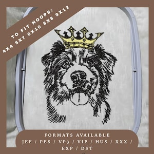 Border Collie Sheep Dog Embroidery Design – Redwork Sketch Pattern – 5 Hoop Sizes – Instant Download