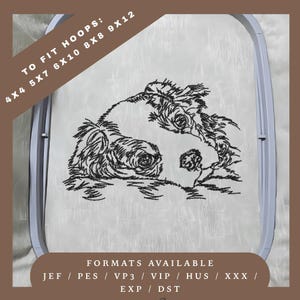 King Charles Spaniel Dog Embroidery Design – Redwork Sketch Pattern – 5 Hoop Sizes – Instant Download