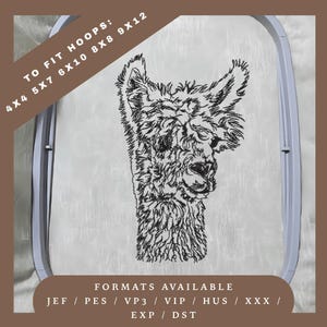 Llama Alpaca Embroidery Design – Redwork Sketch Pattern – 5 Hoop Sizes – Instant Download