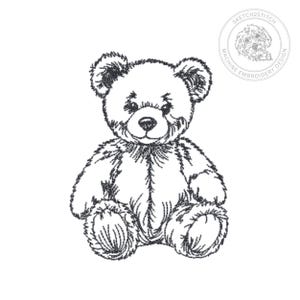 Vintage Teddy Bear Redwork Embroidery Design –5 Hoop Sizes – Instant Download